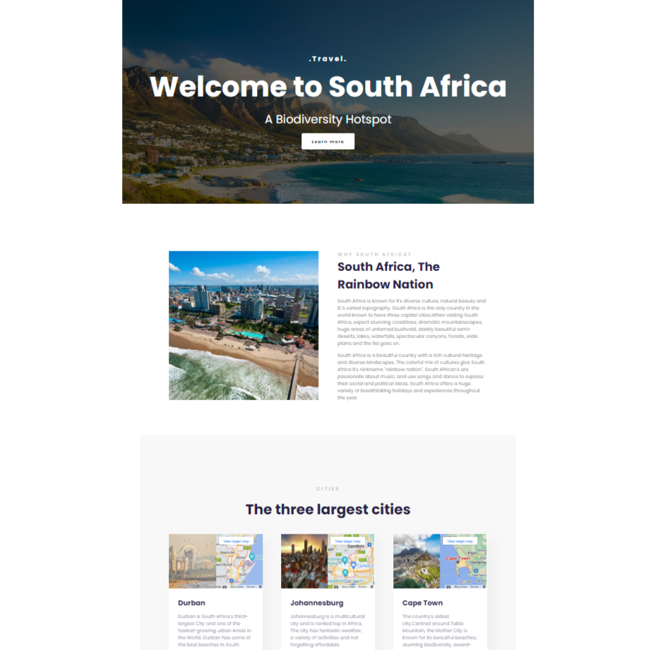 Travel Website created by Amina