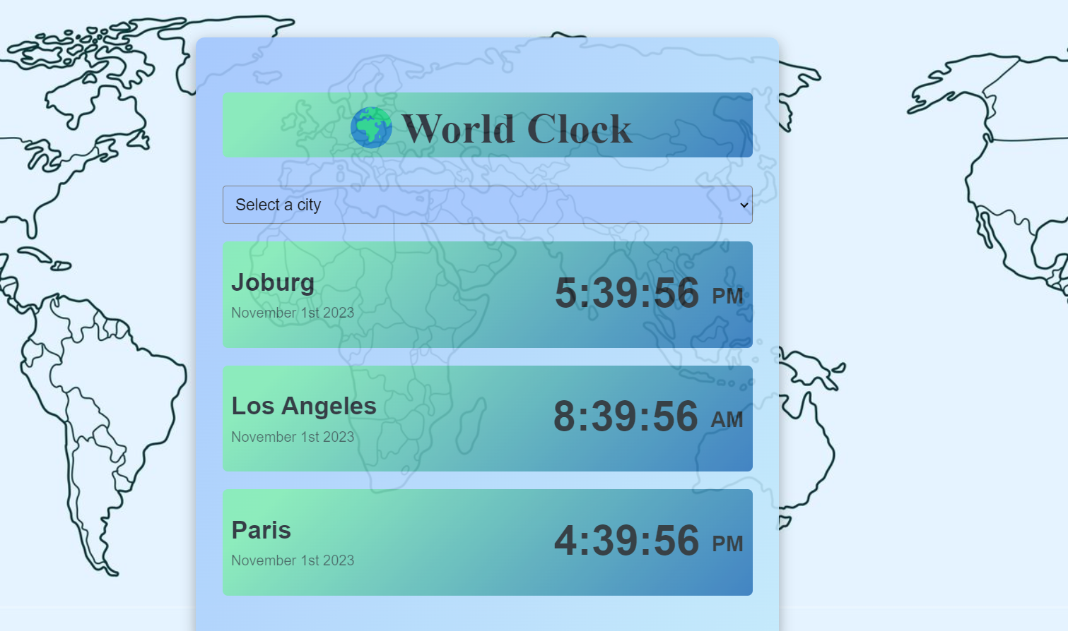 World clock created by Amina